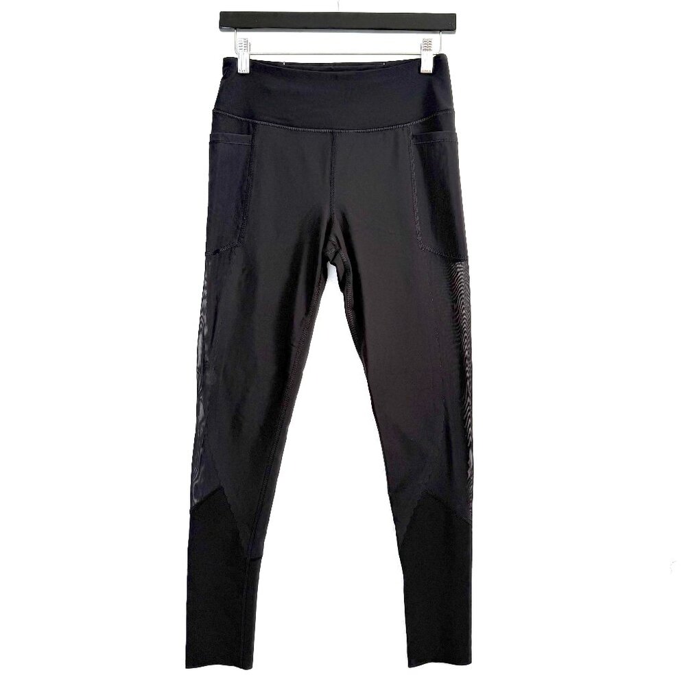 VICTORIAS SECRET Sports High Waist Mesh Leggings M Black Yoga Gym Athletic